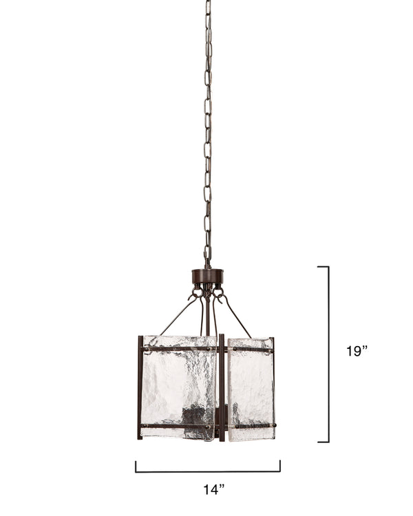 Glenn Small Square Metal 4-Light Chandelier, Bronze
