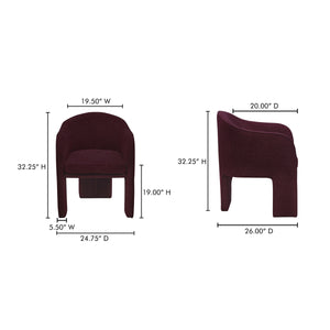 Moe's Clara Collection Upholstered Dining Chair in Plum