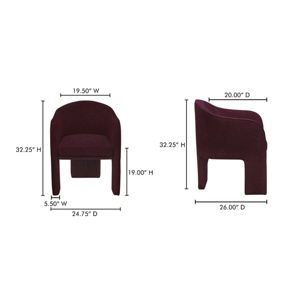 Moe's Clara Collection Upholstered Dining Chair in Plum