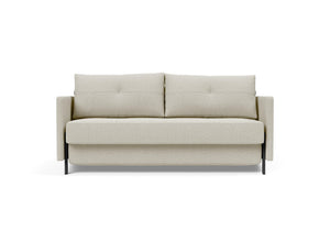 CUBED QUEEN SOFA BED in MIXED DANCE NATURAL FABRIC WITH Black Steel LEGS 527