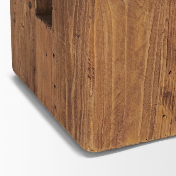 Waylen Natural Wood Block Accent Stool