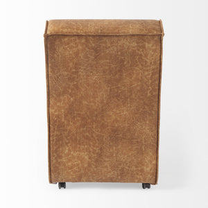 Damon 19.8L x 26.3W x 31.8H Cognac Brown Faux Leather Dining Chair