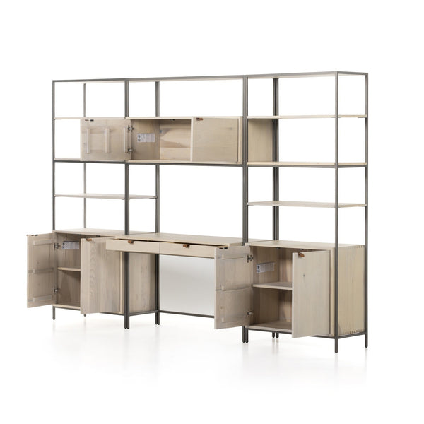 Trey Modular Wall Desk W/ 2 Bookcases - Dove Poplar