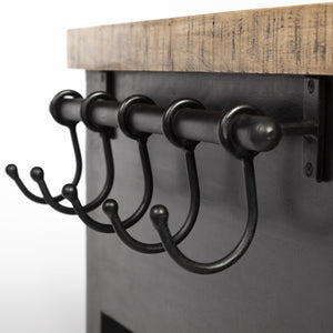 Columbia 62L x 28W x 36H Black Wooden Kitchen Island