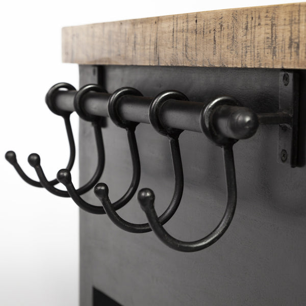 Columbia 62L x 28W x 36H Black Wooden Kitchen Island