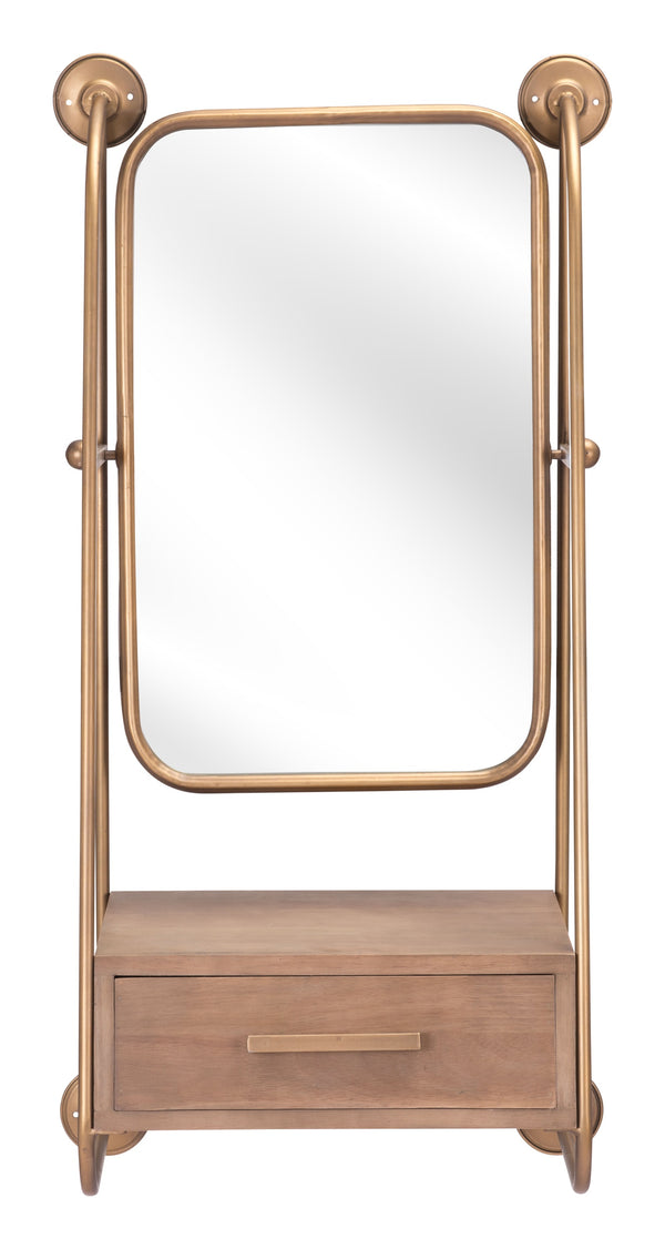Peralta Mirror Shelf Gold