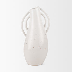 Urvi Tall Off White Speckled Asymmetrical Ceramic Vase