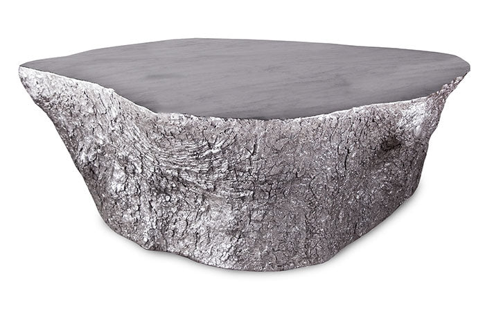 Bark Coffee Table, Silver Leaf