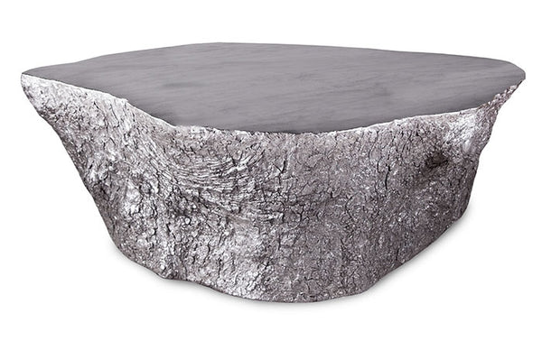 Bark Coffee Table, Silver Leaf