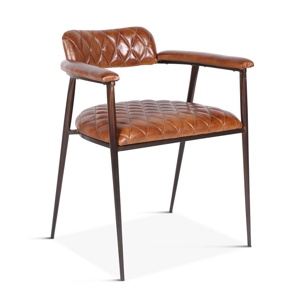 Wellington Collection Iron Chair with Hand Rest & Leather Seat