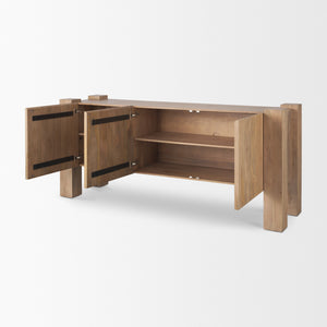 Beth Light Brown Wood w/ 3 Doors Sideboard