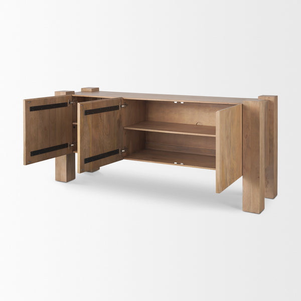 Beth Light Brown Wood w/ 3 Doors Sideboard