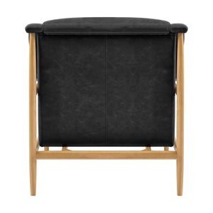 Larry Faux Leather Tufted Accent Arm Chair, Casa Black