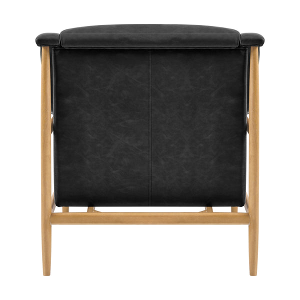 Larry Faux Leather Tufted Accent Arm Chair, Casa Black