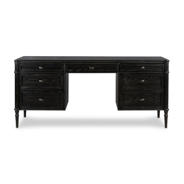 Toulouse Executive Desk In Distressed Black