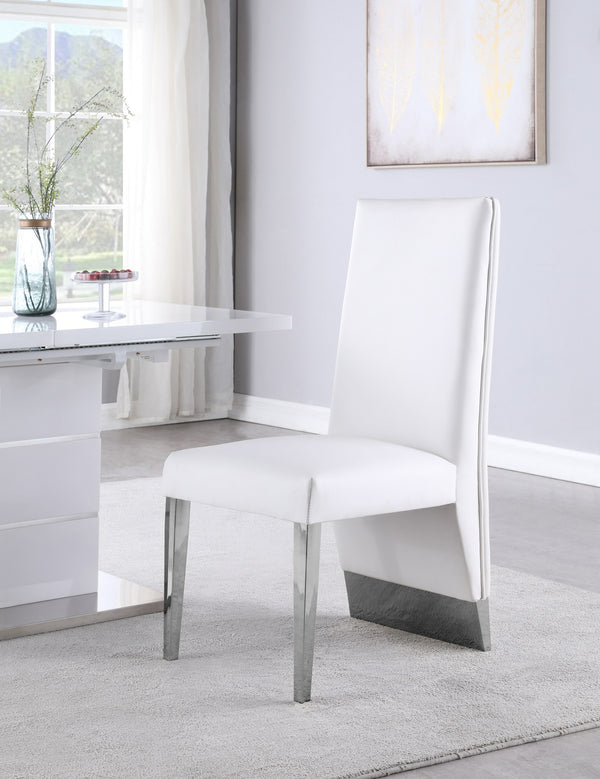 Stanley Dining Chair In White Faux Leather and Chrome