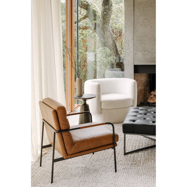 Moe's Verlaine Armchair in Chestnut Brown Leather