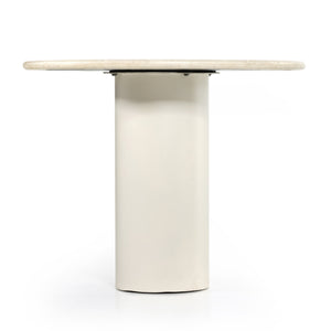 Belle Round Dining Table In Cream Marble