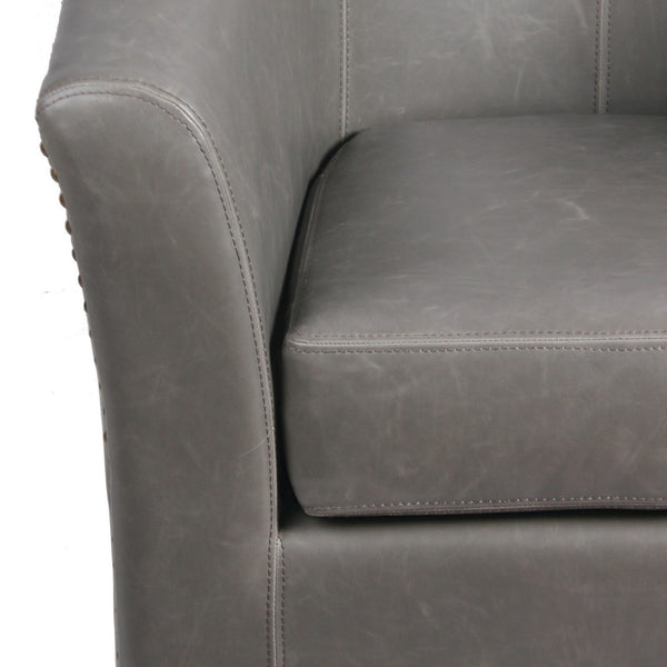 Ernest Bonded Leather Swivel Arm Chair In Vintage Gray
