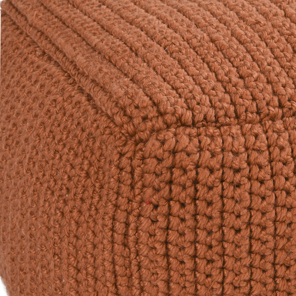 Performance Prism Pouf with Handwoven Knit - Terracotta
