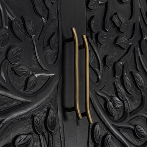 Albero Solid Wood Tall Cabinet in Black Finish