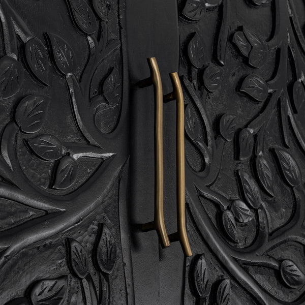 Albero Solid Wood Tall Cabinet in Black Finish