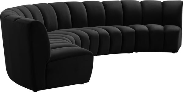Lynda 5pc. Modular Sectional In Black Velvet