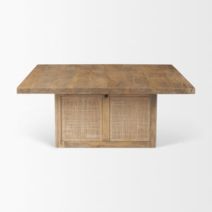 Grier  42" Square Light Brown Wood w/ Cane Coffee Table
