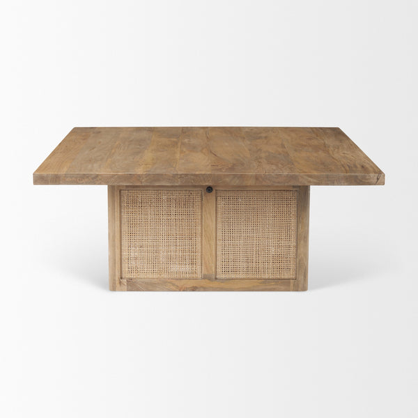 Grier  42" Square Light Brown Wood w/ Cane Coffee Table
