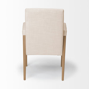 Palisades Cream Fabric Wrap Brown Wood Frame Dining Chair