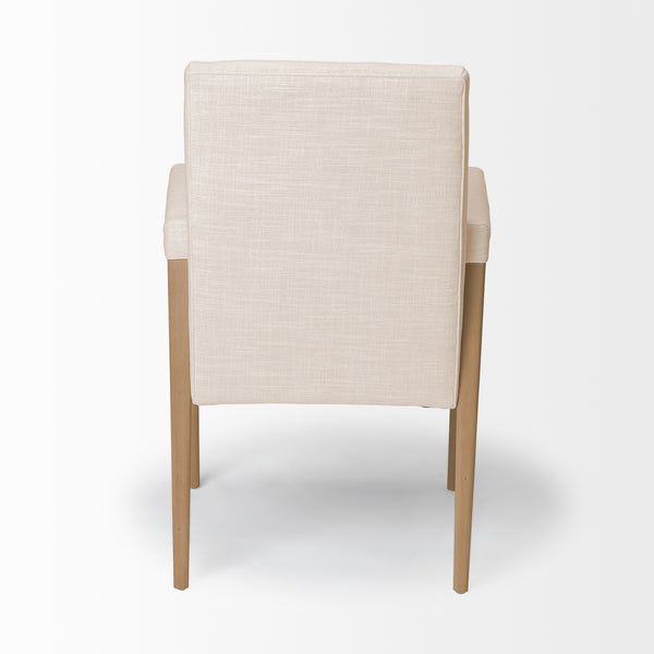 Palisades Cream Fabric Wrap Brown Wood Frame Dining Chair