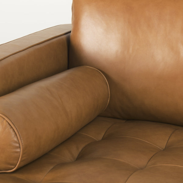 Svend 111.4L x 68.0W x 33.9H Tan Leather Left Chaise Sectional Sofa