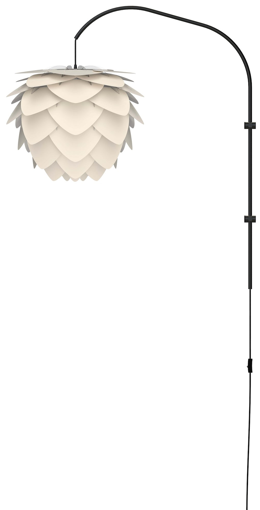 Aluvia Medium 1-Light Wall Lamp in Pearl with Black Cord