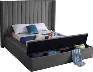 Joanne Queen Bed In Grey Velvet