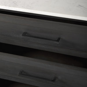 Divina Black-Brown Wood w/ White Marble Top and Black Metal Base Accent Cabinet