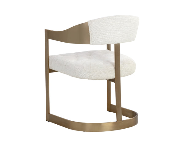 BEAUMONT DINING ARMCHAIR - ANTIQUE BRASS - RHEA LIGHT BARLEY