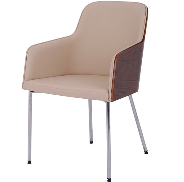 hudson contemporary armchair plywood/mb in cream leather