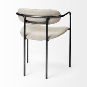 Parker I Beige Fabric Seat Gun Metal Gray Metal Frame Dining Chair