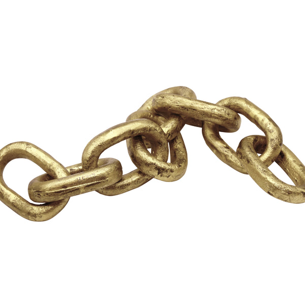 ALUMINUM METAL CHAIN LINK OBJECT IN TEXTURED BRASS FINISH