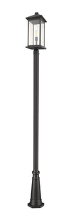 Portland 1 Light Outdoor Post Mounted Fixture in Black Finish