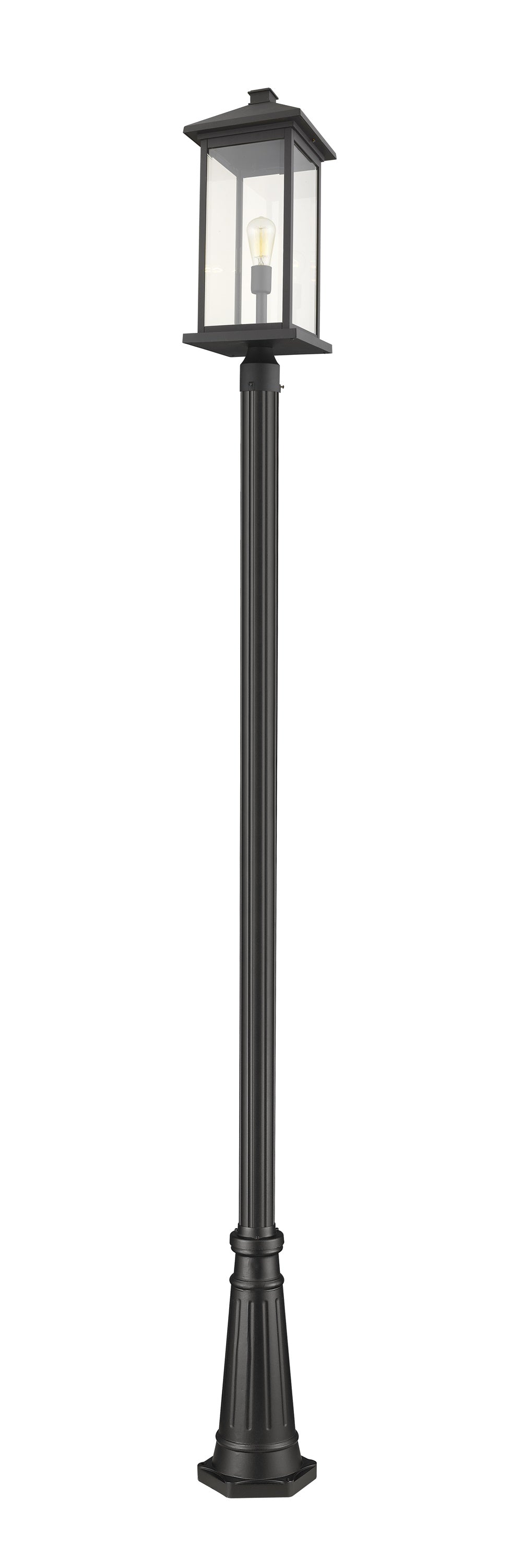 Portland 1 Light Outdoor Post Mounted Fixture in Black Finish