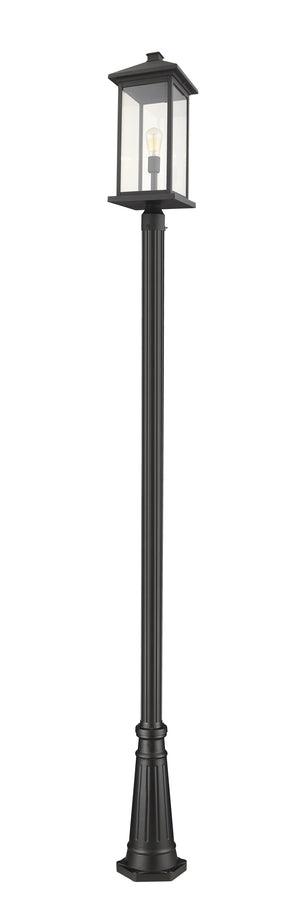 Portland 1 Light Outdoor Post Mounted Fixture in Black Finish