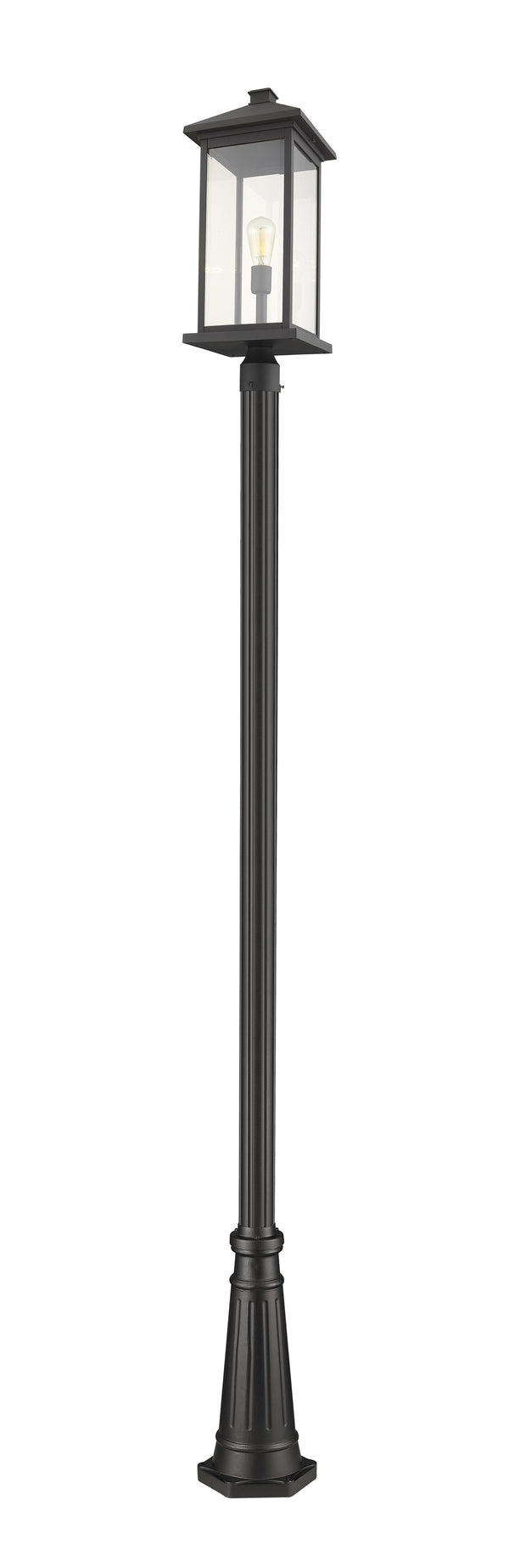 Portland 1 Light Outdoor Post Mounted Fixture in Black Finish
