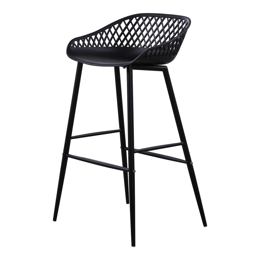 Piazza Outdoor Barstool Set, Black, Wicker Back