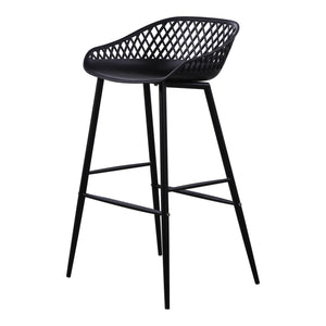 Piazza Outdoor Barstool Set, Black, Wicker Back