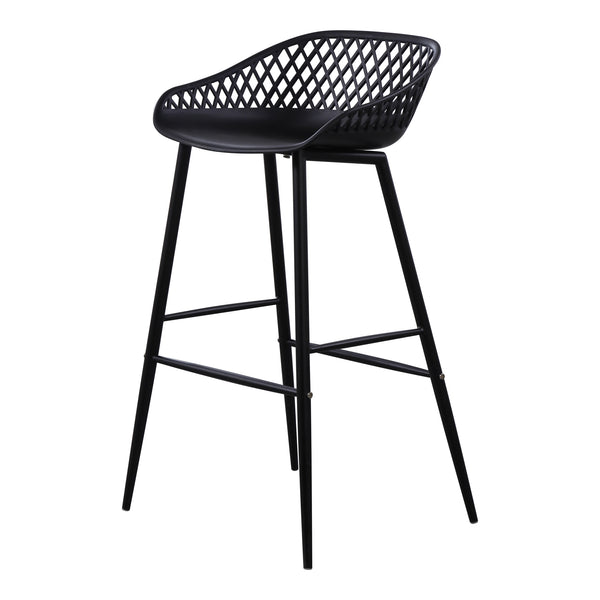 Piazza Outdoor Barstool Set, Black, Wicker Back