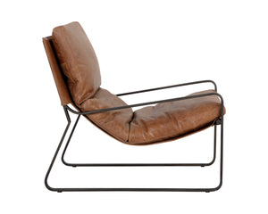 ZANCOR LOUNGE CHAIR - GUNMETAL - TAN LEATHER
