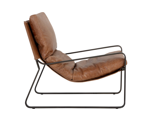 ZANCOR LOUNGE CHAIR - GUNMETAL - TAN LEATHER