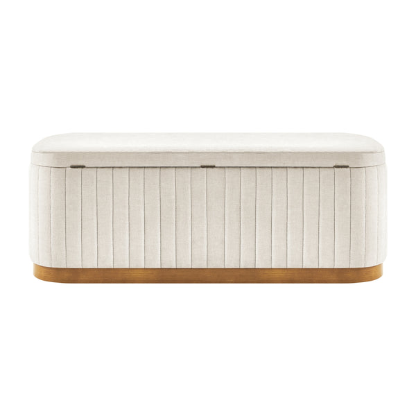 Clinton Chenille Storage Bench, Seneca Beige 