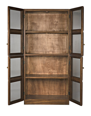 Collins Hutch in Dark Walnut with Glass Accents